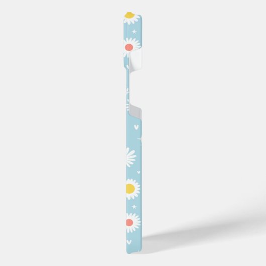 Cute Daisy Pattern– Pastel Blue Floral Aesthetic iPhone Hülle (Linke Seite)