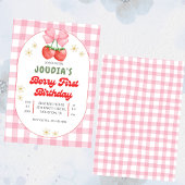 Cute Daisy Strawberries, Berry First Birthday  Einladung