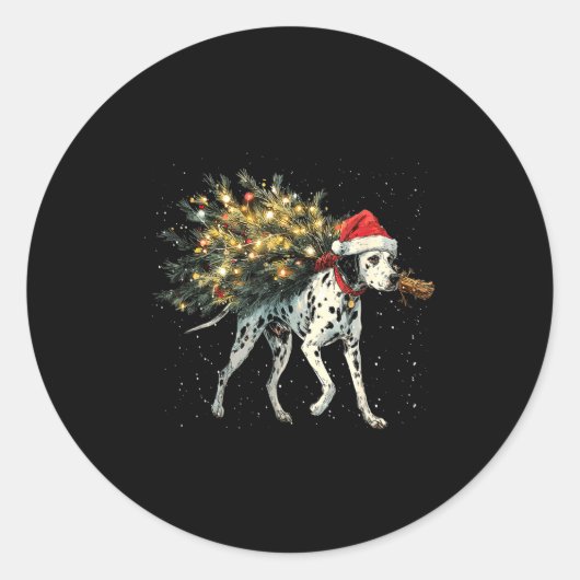 Cute Dalmatian Dog In A Christmas Tree For Men Wom Runder Aufkleber (Vorderseite)