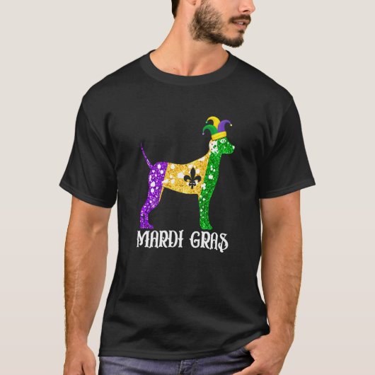 Cute Dalmatian Dog Lover Mardi Gras Party Jester M T-Shirt (Vorderseite)