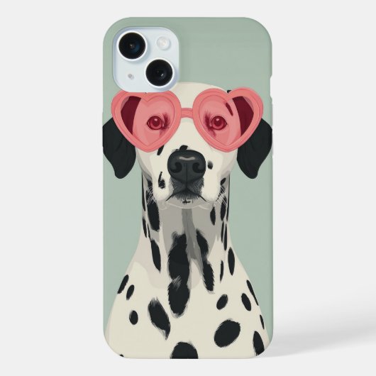 Cute Dalmatian with Heart Sunglasses iPhone Hülle (Rückseite)