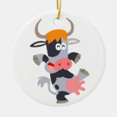 Cute Dancing Cartoon Cow Ornament (Vorne)