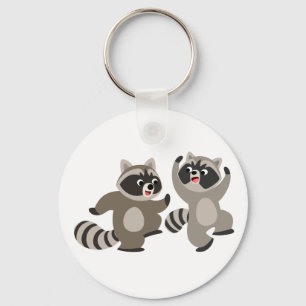 Cute Dancing Cartoon Raccoons Schlüsselanhänger