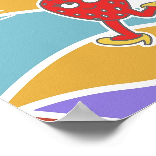 Cute Dancing Fruits Retro Poster (Ecke)