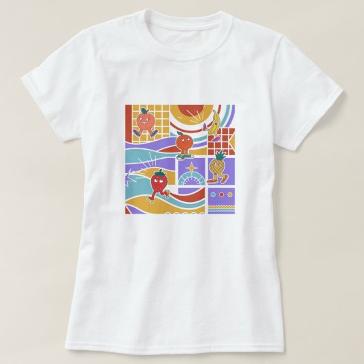 Cute Dancing Fruits Retro T-Shirt (Design vorne)