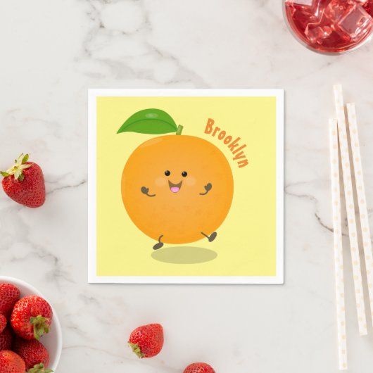 Cute dancing orange citrus fruit serviette (Beispiel)