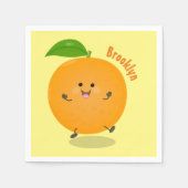 Cute dancing orange citrus fruit serviette (Vorderseite)