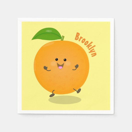Cute dancing orange citrus fruit serviette (Vorderseite)