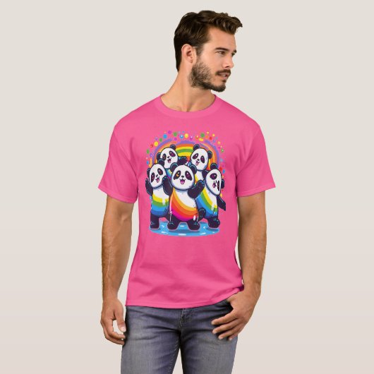 Cute Dancing Rainbow Pandas Edm Festival T-Shirt (Vorne ganz)