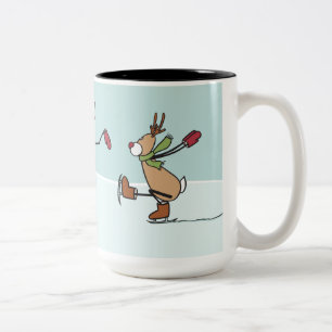 Cute Dancing Reindeer - Christmas Zweifarbige Tasse