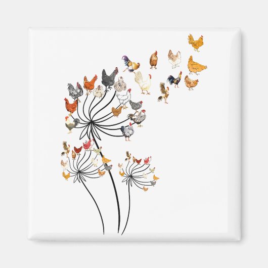 Cute Dandelion Chickens Lover Shirts For Women Gir Magnet (Vorne)