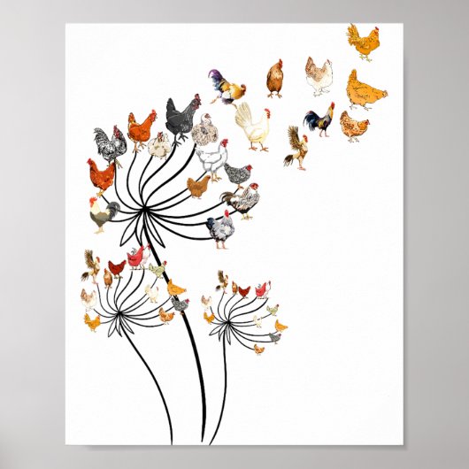 Cute Dandelion Chickens Lover Shirts For Women Gir Poster (Vorne)
