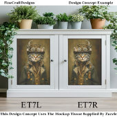 Cute Dapper Steampunk Tabby Cat ET7L Decoupage Seidenpapier