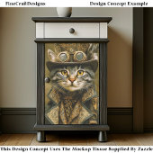 Cute Dapper Steampunk Tabby Cat ET7R Decoupage Seidenpapier