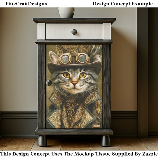 Cute Dapper Steampunk Tabby Cat ET7R Decoupage  Seidenpapier