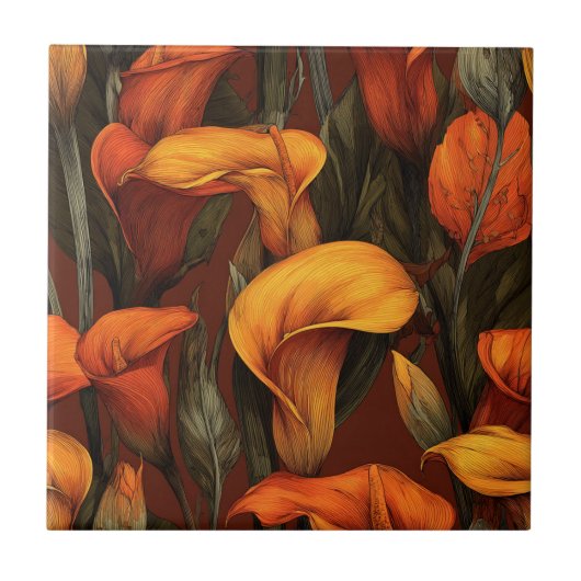 Cute Decorative Calle Lilies Tiles For Home Floor Fliese (Vorderseite)