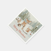 Cute Deer and Woodland Animals Merry Christmas Serviette (Ecke)
