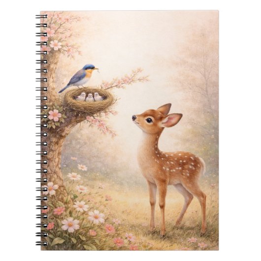 Cute Deer Bird Nest Aesthetic Notebook |  Notizblock (Vorderseite)