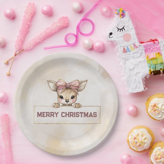 Cute Deer Christmas Paper Plates Festive Tableware Pappteller (Party)