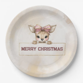 Cute Deer Christmas Paper Plates Festive Tableware Pappteller