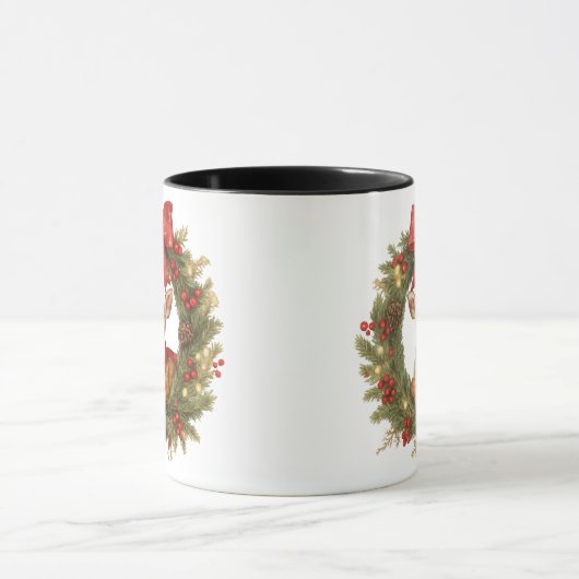 Cute Deer Fawn in Christmas Wreath Holiday Gift Tasse (Zentrum)