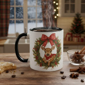 Cute Deer Fawn in Christmas Wreath Holiday Gift Tasse