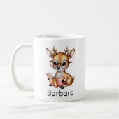 Cute Deer Reading a Book Custom Kaffeetasse (Links)