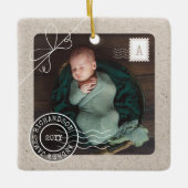 Cute Delivery Parcel Baby Birth Announcement Photo Keramikornament (Vorderseite)
