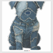 Cute Denim Patchwork Art Dog T-Shirt Aufkleber (Blatt)