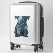 Cute Denim Patchwork Art Dog T-Shirt Aufkleber (Koffer)