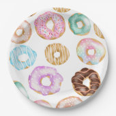 Cute desert sweet donuts illustration pattern pappteller (Vorderseite)