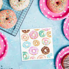 Cute desert sweet donuts illustration pattern serviette