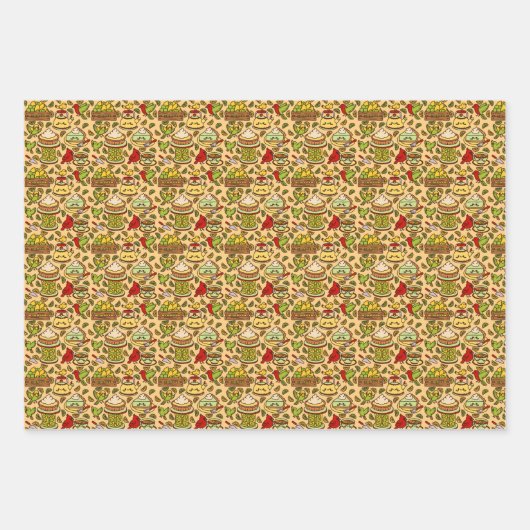 Cute dessert-inspired patterns wrapping paper geschenkpapier set (Vorderseite)