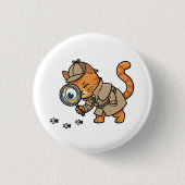 Cute Detective Cat Button (Vorderseite)