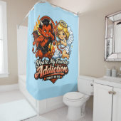 Cute Devil & Angel Valentine Day Love Design Duschvorhang (Beispiel)