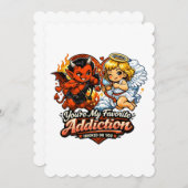 Cute Devil & Angel Valentine Day Love Design Einladung (Vorne/Hinten)