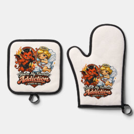 Cute Devil & Angel Valentine Day Love Design Ofenhandschuh & Topflappen-Set