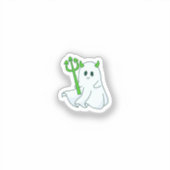 Cute Devil Ghost with Green Trident Aufkleber (Vorderseite)