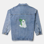Cute Devil Ghost with Green Trident Jeansjacke (Rückseite)