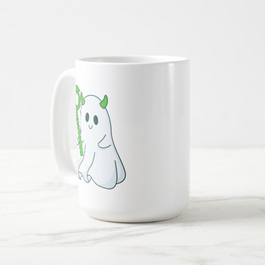 Cute Devil Ghost with Green Trident Kaffeetasse (Vorderseite Links)