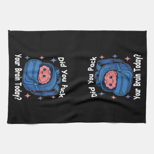 Cute “Did You Pack Your Brain Today?” Brain Pun Geschirrtuch (Horizontal)