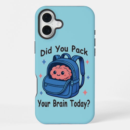 Cute “Did You Pack Your Brain Today?” Brain Pun iPhone Hülle (Rückseite)