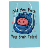 Cute “Did You Pack Your Brain Today?” Brain Pun Mittlere Geschenktüte (Vorderseite)