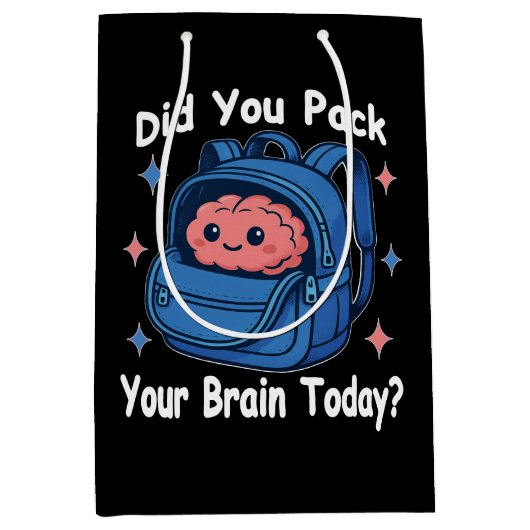 Cute “Did You Pack Your Brain Today?” Brain Pun Mittlere Geschenktüte (Vorderseite)