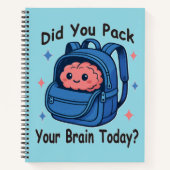 Cute “Did You Pack Your Brain Today?” Brain Pun Notizblock (Vorderseite)