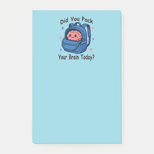 Cute “Did You Pack Your Brain Today?” Brain Pun Post-it Klebezettel (Vorderseite)