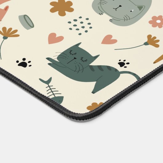 Cute different funny cats seamless pattern schreibtischunterlage (Ecke)