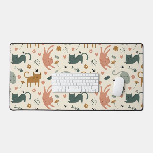 Cute different funny cats seamless pattern schreibtischunterlage (Tastatur & Maus)