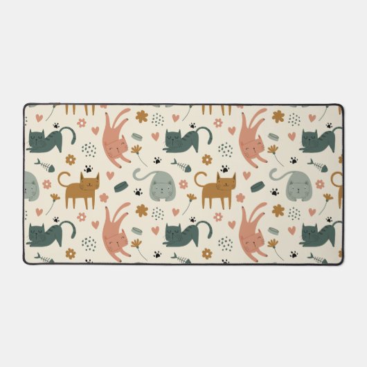 Cute different funny cats seamless pattern schreibtischunterlage (Vorderseite)