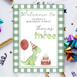 Cute Dino 3rd Birthday Party Poster